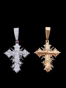 จี้เพชรมอยส์ซอไนต์รูปไม้กางเขนสีเย็นดีไซน์เป็นหนามสำหรับงานเลี้ยงงานแต่งงานและของขวัญที่ทันสมัย - Product Image 2