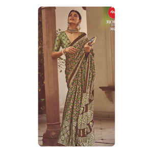 Saree de satén japonés de moda en tacto suave y sedoso para eventos especiales, fiestas de oficina y reuniones familiares - Product Image 2