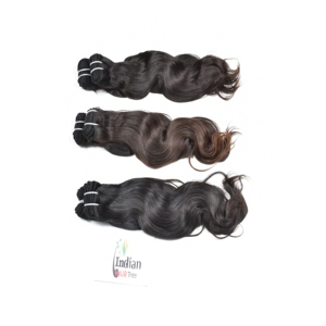Cabello ondulado natural del cuerpo del fabricante indio, máquina de color negro de un solo donante, trama doble, venta al por mayor, superonda humana virgen cruda - Product Image 5