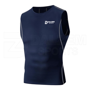 Camisetas de compresión para gimnasio para hombre al por mayor, ropa para correr con logotipo personalizado de poliéster 100%, ropa deportiva, camisetas elásticas sin mangas - Product Image 3