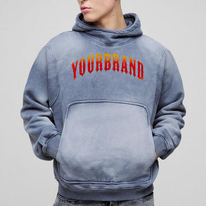 Sweat-shirts streetwear de haute qualité pour hommes, 100% coton, sweat-shirt surdimensionné pour homme, décontracté, uni, coupe ample, col à capuche, sweat-shirt délavé à l'acide pour hommes - Product Image 4