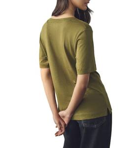 New Fashion Half Sleeves <b>Women</b> T-<b>Shirt</b> Latest Design Comfortable <b>Loose</b> Fit V- Neck Summer Wear Outdoor Use Olive Green Color - Product Image 3