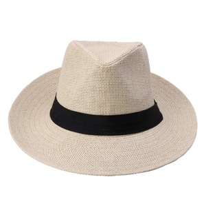 Caliente moda verano Casual Unisex playa Trilby ala grande Jazz sol sombrero Panamá sombrero papel paja mujeres hombres gorra con cinta negra - Product Image 5