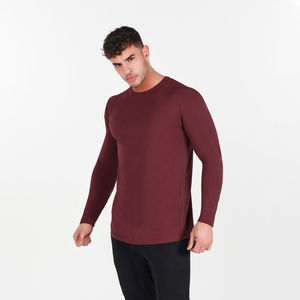 Camiseta de Manga Larga para Hombre, Fabricada con Tejido Transpirable, Acabado de Costura Limpia y Diseño Simple, Ideal para Compradores Internacionales - Product Image 1