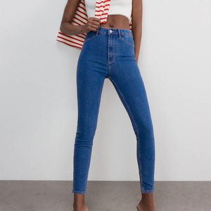 Women Boot Cut <b>Elastic</b> Mid <b>Waist</b> Breathable Eco-Friendly <b>Jeans</b> Pant Trousers Summer Factory Price - Product Image 6