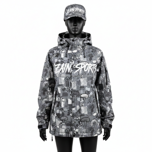 Chaqueta Softshell para Mujer, Resistente al Viento, Elegante, Paneles Estampados Grises, Logotipo Personalizable, Impresión por Transferencia de Calor - Product Image 1