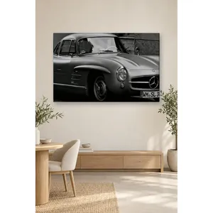 Impresión en lienzo de Fida con diseño de Mercedes 300 SL Gullwing en blanco y negro - Product Image 2