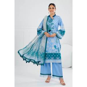 Traje de 3 Piezas sin Coser, Estilo Casual de Verano, Bordado e Impreso, con Dupatta de Algodón de Papel SP-52015 - Product Image 5