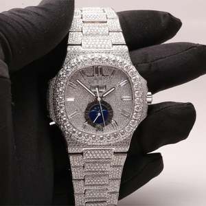 Montre automatique de luxe BRIVA JEWELS pour homme en acier inoxydable Shanghai 42 mm, phase de lune, cadran en cristal saphir, analogique-numérique, cachée - Product Image 4