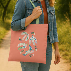 Bird Art Canvas Tote <b>Bag</b> Customizable <b>Medium</b> Beach <b>Bag</b> Linen Organic Cotton Long Rope Handle for Daily Use Advertising Gifts - Product Image 2