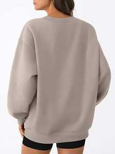 Sudadera Extra Grande para Mujer, Cuello Redondo, Transpirable, Estilo Otoño Invierno, Diseño Liso, Logotipo en la Espalda - Product Image 6