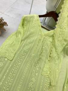 Alta calidad Chinnon Top hilo de algodón bordado trabajo y trabajo Palazzo con Dupatta disponible a precios asequibles - Product Image 5