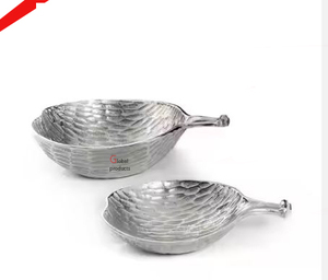 Ensemble de 2 bols de service pour la décoration de la table à manger en métal couleur argent de qualité exclusive - Product Image 1