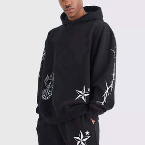 2025 último diseño Casual moda hombres Flare chándal de talla grande temporada de invierno conjunto de chándal acampanado liso teñido para la venta - Product Image 2