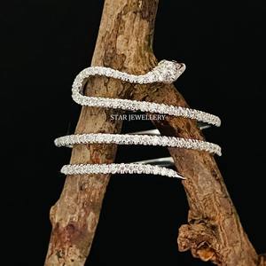 Anillo de serpiente de diamante natural de oro macizo de 14K. - Product Image 3