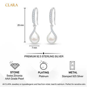 Pendientes de Perlas de Plata de Ley 925 de Primera Calidad para Mujeres y Niñas, Compre un Hermoso Accesorio de Joyería - Product Image 5