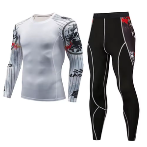 Ensemble de compression 2 pièces pour hommes, collants de yoga et de course à pied à manches longues - Product Image 3