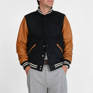 Mejor artículo Diseño único Hombres Lettermen Chaqueta Color sólido Venta en línea Varsity Hombres Chaqueta de béisbol con mangas de cuero - Product Image 2
