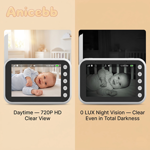 Anicebb 2026 Babyphone 4,3 pouces 720P sans fil 2,4 GHz Audio bidirectionnel Vision nocturne Détection des pleurs Batterie 2000 mAh 300 m - Product Image 4