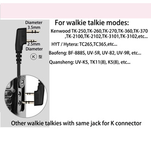 EG19หูฟัง K-M แบบมีสาย, หูฟัง walkie-talkie 2.5มม. 3.5มม. ทนต่อการดึงอุปกรณ์เสริมลวดสำหรับหูซ้ายขวา - Product Image 6