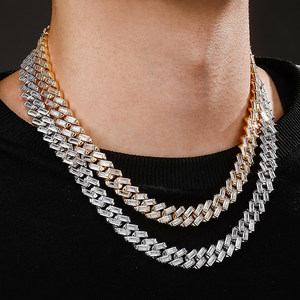 Top moda Hip-Hop joyería S925 plata 20mm completo Iced Out Moissanite cadena cubana hombres Collar para venta al por mayor - Product Image 4