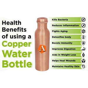 <b>Hot</b> Selling High Quality Fkaa Exports PVT. LTD Metal Pure Copper <b>Water</b> <b>Bottle</b> Eco-Friendly Lid High Quality Copper Drinkware - Product Image 5