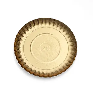 Upscale 16cm Round Golden Cardboard Tray - 100% Recycled Serving Elegance - Perfect For Exclusive Events