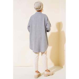 Chemise ample grise avec détails côtelés taille S pour garçons 165 - Product Image 3