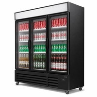 Réfrigérateur à vitres pour exposition, refroidi par air commercial avec étagères réglables