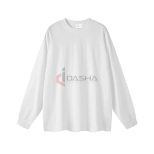 Camisetas de calle de gran tamaño de alta calidad 2025, camiseta informal holgada con logotipo personalizado de cuello redondo de manga larga de Color sólido - Product Image 5