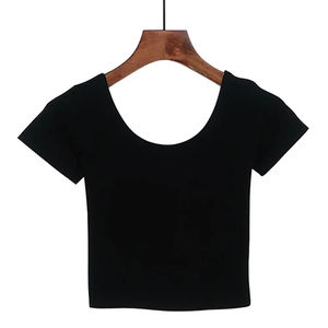 Tops cortos ajustados cruzados para mujer, camisetas de Yoga para correr de manga corta, conjuntos de Sujetador deportivo para entrenamiento de gimnasio de talla grande para niñas - Product Image 2