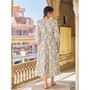 Vestido Midi Floral de Algodón para Mujer, Marca Rangeela, Ideal para Invitadas de Boda - Product Image 3