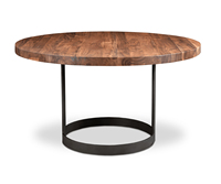 Table de salle à manger industrielle rustique en bois d'acacia massif, plateau rond naturel, pieds pliants en métal, durable, pour la maison et le commerce