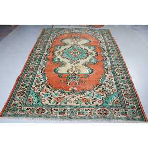 พรมวินเทจ พรมขนาดใหญ่ 5.9x8.9 ฟุต พรมสีส้มไล่เฉด - Product Image 3