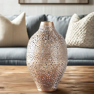 แจกันดอกไม้โลหะสีทองอ่อนพิเศษงานแฮนด์เมดดีไซน์ชายฝั่งสำหรับตกแต่งบ้านและสวนสำหรับงานแต่งงาน - Product Image 1