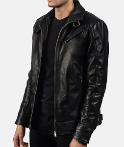 แจ็กเก็ตหนังแท้สำหรับผู้ชายแจ็คเก็ตหนังแท้ย้อมสีล้วนสำหรับฤดูหนาว - Product Image 3