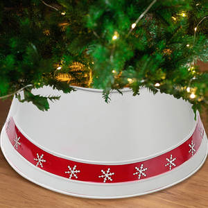 Collier d'arbre en métal de finition blanc et rouge au design élégant pour arbre de Noël Collier d'arbre de Noël unique pour la décoration de la maison - Product Image 2