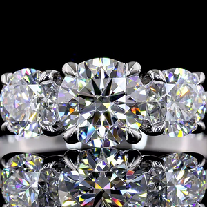 แหวนมอสซาไนต์ทรงกลมคุณภาพสูง 1.59 กะรัต ทอง 14k ประดับเพชรสามเม็ด รับสั่งซื้อจำนวนมาก ขายส่งออนไลน์ ผู้จัดจำหน่ายส่งออก - Product Image 2