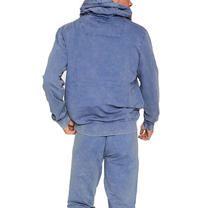 Vente chaude, meilleure qualité, sweats à capuche lavés à l'acide, logo personnalisé, bleu, peinture, hiver, sweat à capuche pour hommes, service OEM - Product Image 4