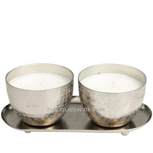 Vela de cera de plata vertida a mano en votiva de metal con soporte mejor para festivales a granel y personalización de decoración de ocasiones - Product Image 3