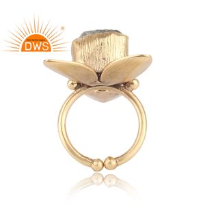 Hot Selling Sterling Silver 18K Gold Plated Natural <b>Green</b> Amethyst Gemstone Statement Ring Custom <b>Jewelry</b> Manufacturer - Product Image 5