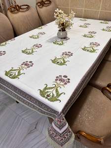 100% coton Floral Design nappe écologique artisanale traditionnelle Artisan main bloc impression à la main élégante couverture de Table - Product Image 4