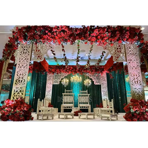 Décoration Mandap en métal thème Lotus pour les événements indiens britanniques Tendance Jali Structure sculptée Mandapam Meilleurs prix Décorations de mariage - Product Image 2