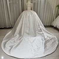 Robe de mariée de luxe Jancember OY034 ornée de perles, col en V, manches longues, robe de bal, Vestido De Novia, pour cérémonie royale