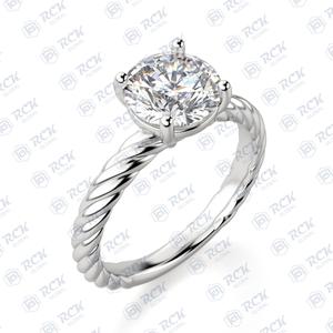 Anillo de moissanita solitario de corte redondo CTW 2,00 para mujer, anillo de regalo de aniversario y cumpleaños para seres queridos - Product Image 3