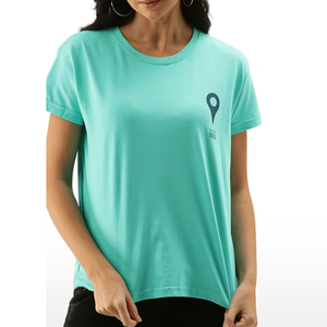 Camiseta ajustada de manga corta para mujer, Cuello clásico con estampado elegante a la moda, algodón suave, ligero, transpirable para el verano - Product Image 3