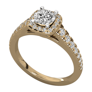 Anillo de Compromiso con Halo Cuadrado y Diamante Redondo - Product Image 3