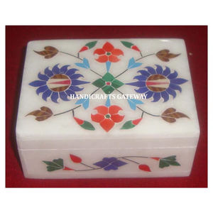 Antique Unique Design Exclusive Natural <b>White</b> Marble Rectangular Shape Polished Inlaid Jewelry <b>Box</b> Home Decor <b>Gift</b> Sustainable - Product Image 1