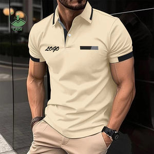 Camisetas de polo para hombre con logotipo personalizado, camiseta Polo de manga corta de verano sólida con botones a la moda, camiseta informal deportiva 100% de algodón - Product Image 1