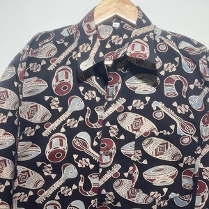 Elegante Camisa Casual de Algodón Estampada a Mano para Hombre |   Colección de Camisas de Manga Larga 100% Algodón con Estampado - Product Image 3